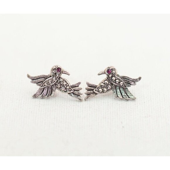 Vintage Love Doves Silver Stud Earrings by Avon - T20 - Picture 1 of 3